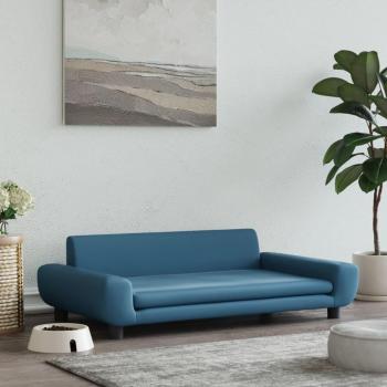 Lit Canapette Bleu Velours 100x54x33 cm – Cadre Bois