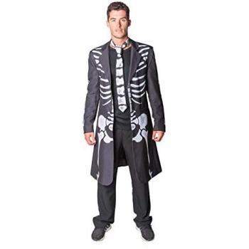 Thetru Skelett Kostüm Mantel für Herren, Schwarz