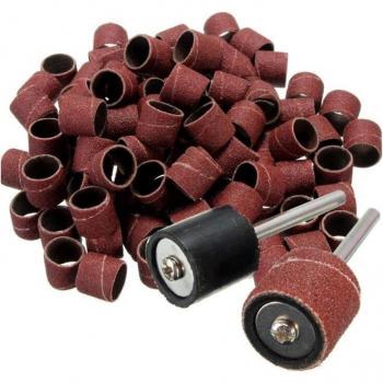 100 Pieces 1/2 inch Polished Sandpaper Rings with 2 Rotary Chuck Mandrels