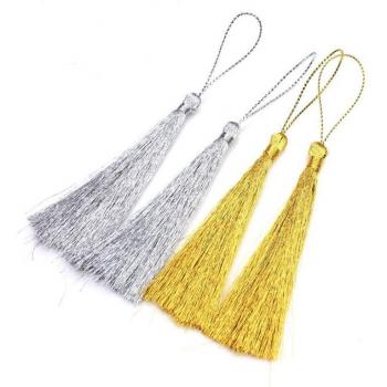 Silk Tassel Fringe Trim Pack – 20pcs (Gold/Silver)