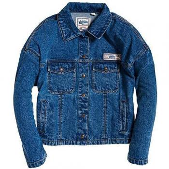 Superdry Damen Trucker Jeans-Jacke Blau M