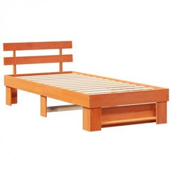 Lit en bois de pin marron cire 80 x 200 cm