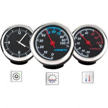 Car Decoration Round Digital Clock with Thermometer and Hygrometer
