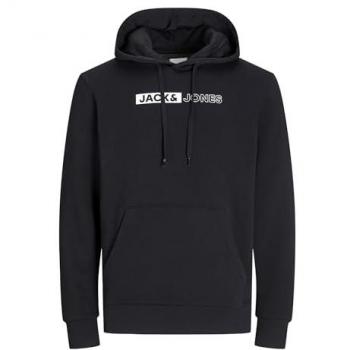Felpa con Cappuccio Jack & Jones Logo Corp Plus Size 6XL Nero