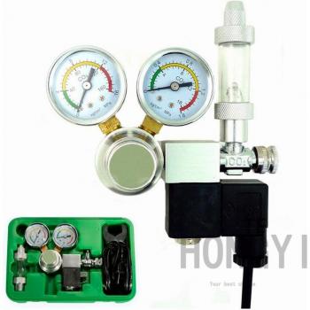 HONGYI CO2 Equipment Regulator with Magnetic Solenoid and Dual Gauge Bubble Counter