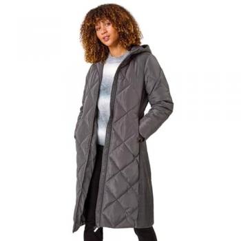 Roman Charcoal Longline Quilted Jacket