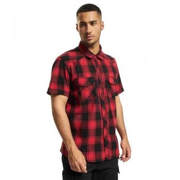 Brandit Kurzarmhemd - Checkshirt Halfsleeve - S bis 7XL - Herren - schwarz/rot