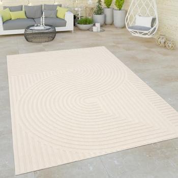 Tappeto Esterno Moderno Retro Astratto a Righe 3D Crema 120x170 cm