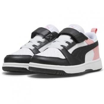 Puma Rebound V6 Lo Bianco/Nero/Rosa Fruit Bambini