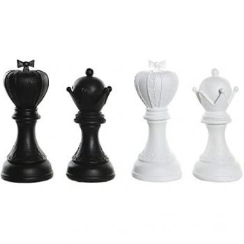 Statua Pedine Scacchi Bianco e Nero 12x12x25,5 cm