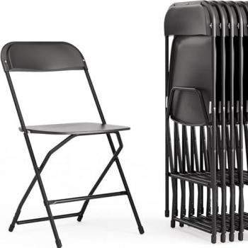 Event Seating Solution: 10 Black Folding Chairs – Indoor/Outdoor Use – Unisex