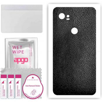Pixel 2 XL Back Protective Vinyl Sticker - Black Leather