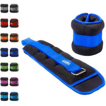 Umi. Essentials Adjustable Strap Ankle/Wrist Weights (4 lbs, Blue)
