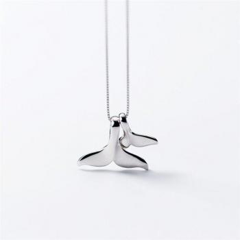 Collier Femme Double Dauphin en Argent 925 avec Chaîne de Clavicule