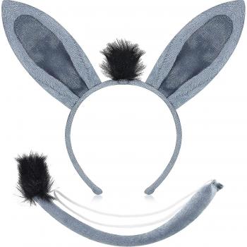 Diadema de Orejas de Animal con Cola para Fiesta