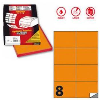 MARKIN Etichetta Adesiva C / 512 Arancio Fluo 100fg A4 105x74mm (8et / fg)