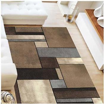Tapis Moderne à Motifs Carrés Beige 60x110 cm