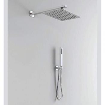 OGOMONDO - Kit doccia rettangolare 30x20 cm completo soffione braccio presa acqua doccetta laccio tipo di accessorio soffione 2 mm spessore