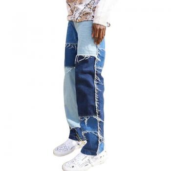 Herren Jeans 2020 Gerade Bein – Herbst/Frühjahr Patchwork‑Block
