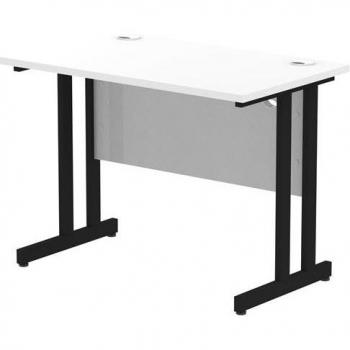 Impulse 1000 x 600mm Straight Office Desk White Top Black Cantilever