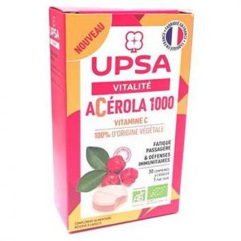 Upsa Acérola Bio 1000 mg - Comprimés à Croquer avec 625 mg de Vitamine C et extrait d'acérola biologique. Aide à réduire la fatigue et favorise le bien-être général