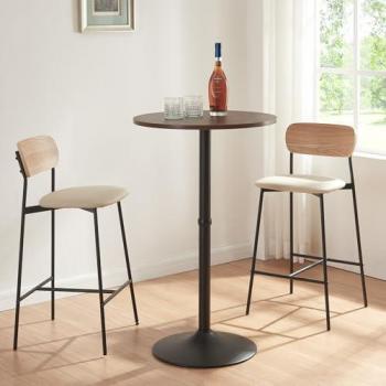 Tavolo Alto da Bar Vantaa 60 x 100 cm Nero / Effetto Noce