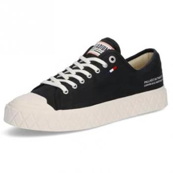 Palladium Palla Ace High Top Leinen 74447-053-M Schwarz/Weiße Kappe Grau (Größe 41)