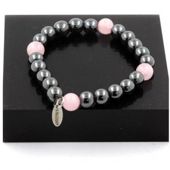 Hematite Rose Quartz Elegance by ABIJOUX – 8mm Length 19–20 cm (France)