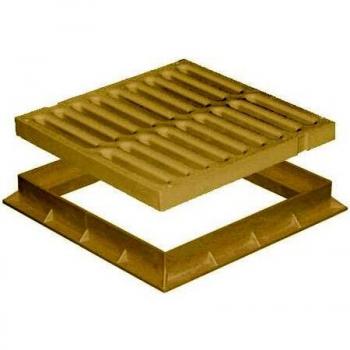 Grille de sol PVC First Plast – 383 × 383 mm, cadre anti‑choc 28 KN – Sable