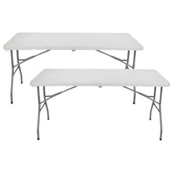 Mesa Plegable Catering 150cm (Pack 2) - Resina/Acero, Uso Interior/Exterior