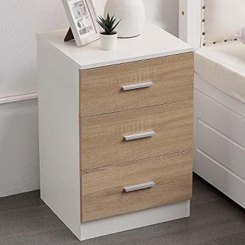 Mobiletto Elegante 3 Cassetti in Legno Bianco