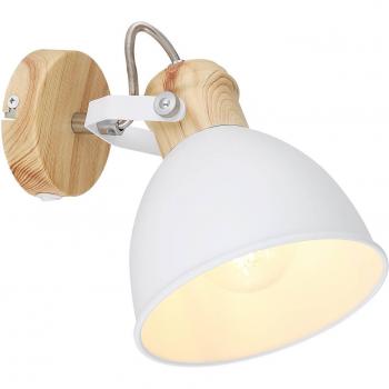 Applique Globe Wiho Métal Blanché Aspect Bois