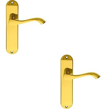Brass Loop Handles – Curved Pair on 180 × 40 mm Chamfered Latch Backplate