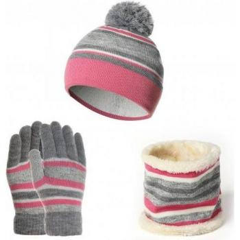 Knitted Pompom Hat Set for Kids with Scarf and Gloves