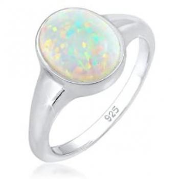 Elli - Siegelring Synthetischer Opal Trend 925 Silber Ringe