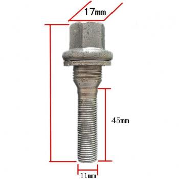 M12 x 1.25 Extra Long Thread Alloy Wheel Bolts with Flat Seat Washer for Citroen C3, Peugeot 301, 3008, 308, 406, 607 - 8 Pack