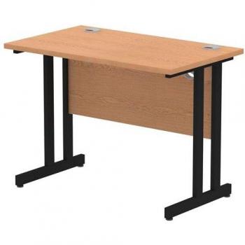 Impulse 1000 x 600mm Straight Office Desk Oak Top Black Cantilever Leg