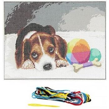 Kit complet canevas 15 x 20 cm motif petit chien chiot