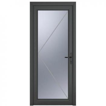 Crystal uPVC Grey Left Hand Inwards Obscure Double Glazed Full Glass Single Door