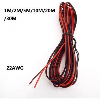 Fuente CC 2‑pines con cable 22AWG y conector DIY