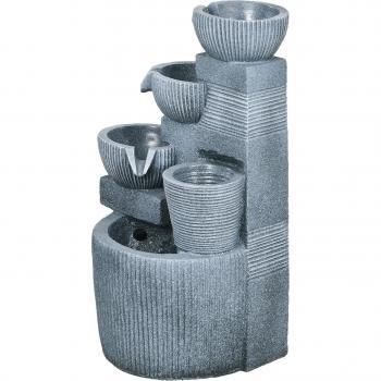 Outsunny Gartenbrunnen „Dunkelgrau“ – 4‑Stufen‑Solarbrunnen mit LED, 31 × 27 × 57 cm