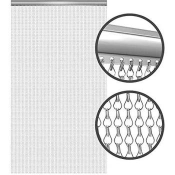 Premium Door Fly Screen 210x90cm Aluminium Chain Curtain Metal Door Pest Trap