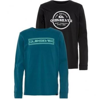 Langarmshirt Quiksilver Kids Doppelpack – Jungen – Logodruck – Größe 16 (170/176)