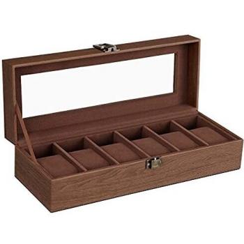 Estuche Premium de Relojes en Cuero Sintético Marrón con Cierre Metálico