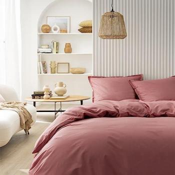 Housse de couette unie en coton rose indien 240x220 cm