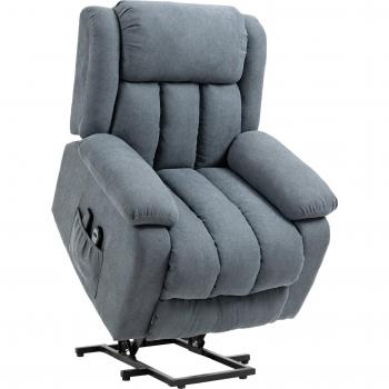 HOMCOM Heavy Duty Fabric Upholstered Lift Chair w/ Remote Control - Dark Grey