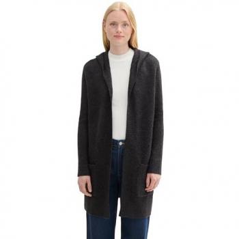 Cardigan Tom Tailor con Cappuccio Grigio Melange XL