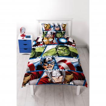Avengers Shield Bettset – Mikrofasermatte, Farbvielfalt, Einzelbett