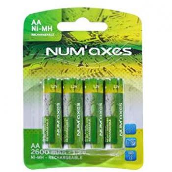 Blister de 4 piles Ni‑MH 2600 mAh Num'Axes