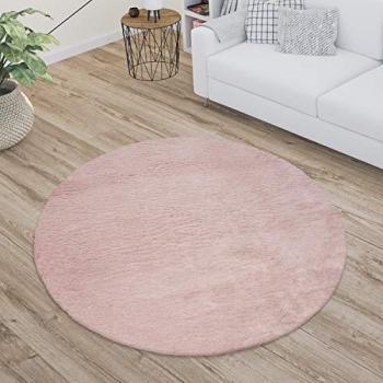 Rosa Morbido Peloso Tappeto 100 cm Ø – Accoglienza Home